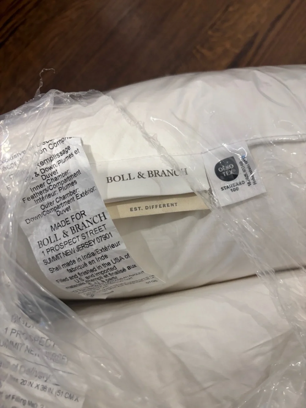Boll & Branch Down Chamber Pillow Insert King medium   20x36 NWOT Organic Cotton